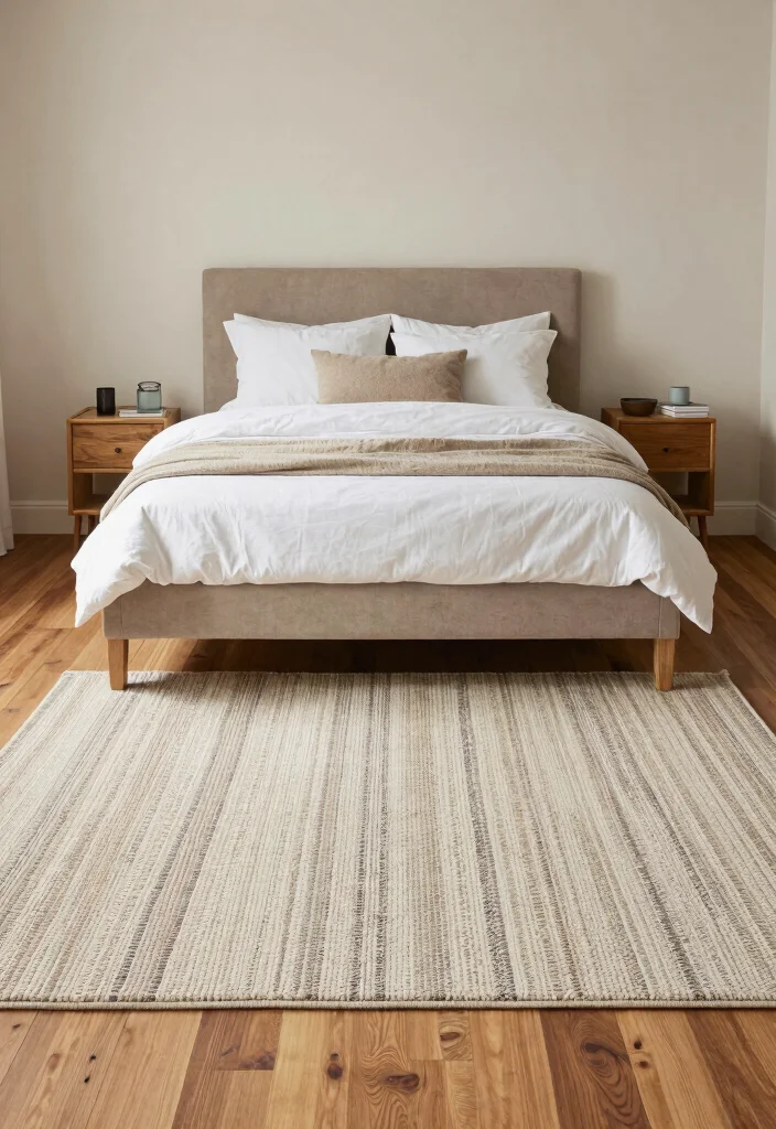16 Clean Girl Bedroom Ideas for a Minimal Soft Aesthetic - 12. Statement Rugs 1