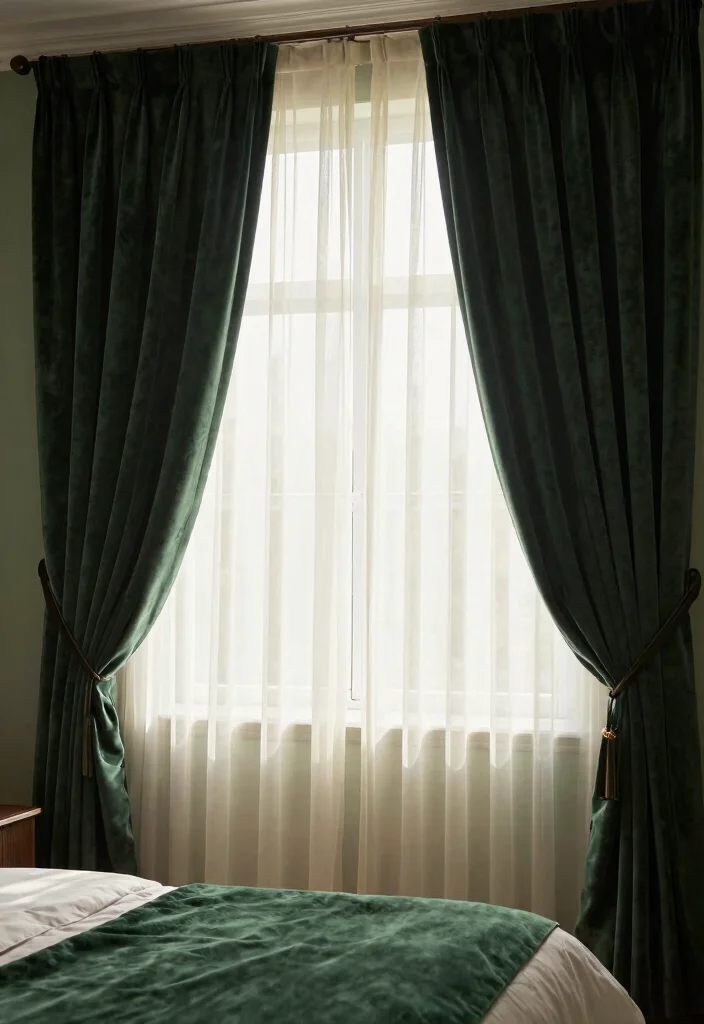 16 Dark Green Moody Bedroom Ideas: Rich, Cozy Drama - 11. Cozy Window Treatments 1