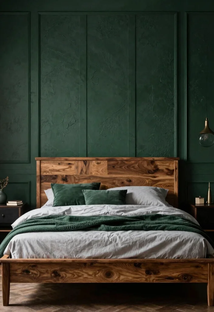 16 Dark Green Moody Bedroom Ideas: Rich, Cozy Drama - 12. Textured Wall Panels 1