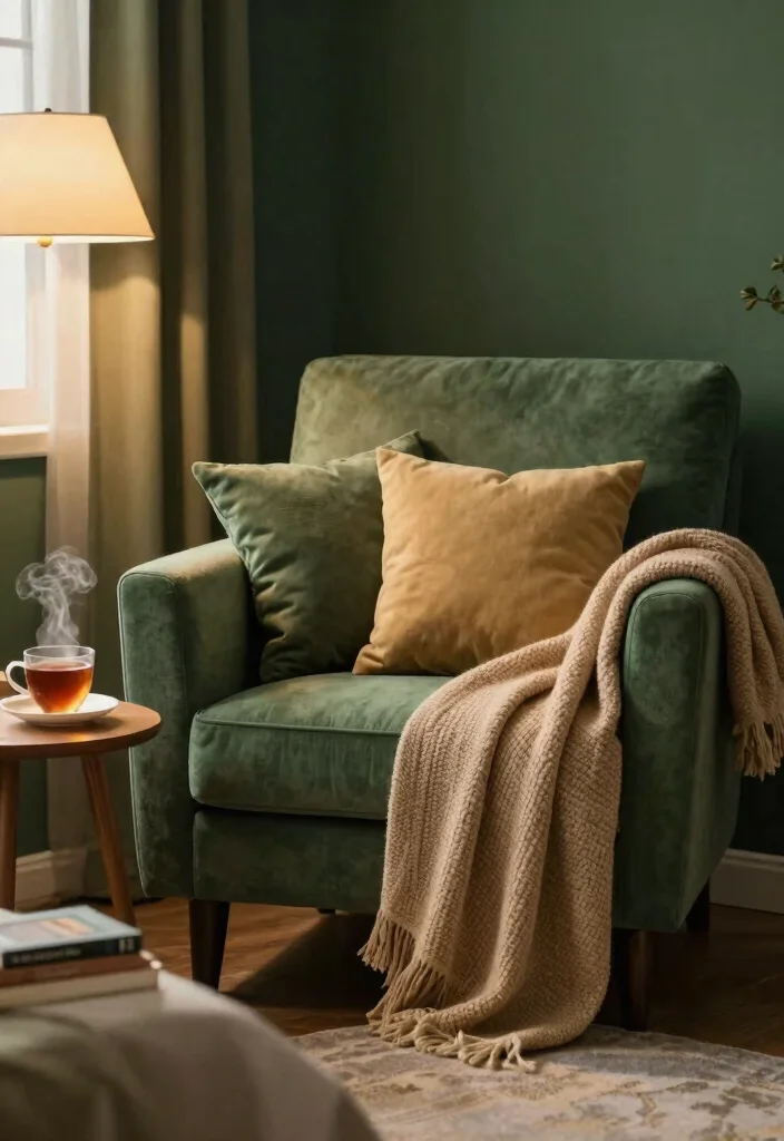 16 Dark Green Moody Bedroom Ideas: Rich, Cozy Drama - 15. Cozy Corners 1