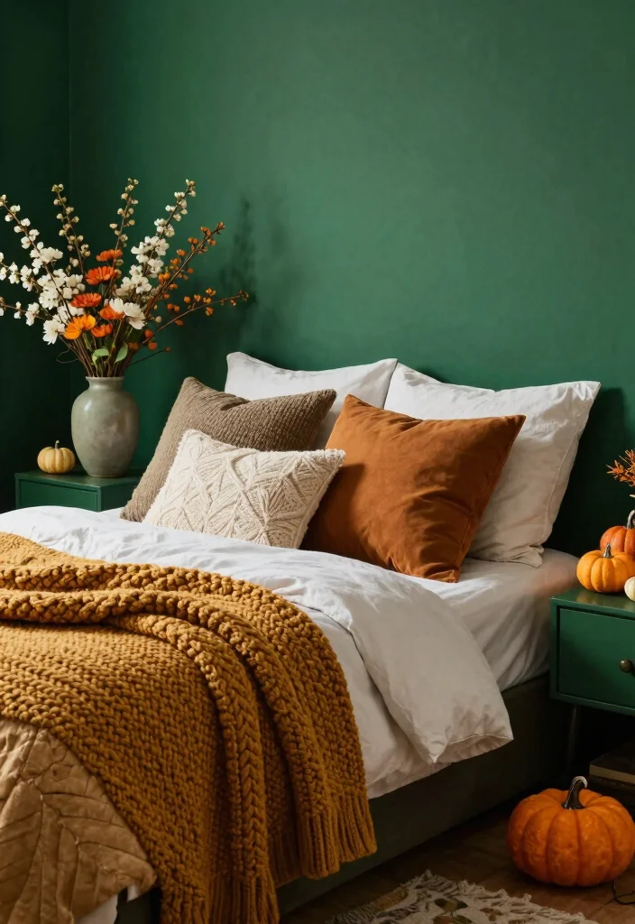 16 Dark Green Moody Bedroom Ideas: Rich, Cozy Drama - 16. Seasonal Decor Updates 1