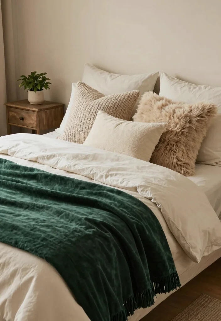 16 Dark Green Moody Bedroom Ideas: Rich, Cozy Drama - 4. Richly Layered Bedding 1