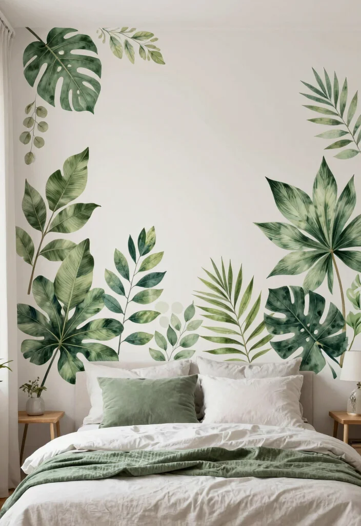 16 Hanging Leaves Decor Bedroom Ideas: Whimsical Natural Touch - 16. Nature-Inspired Wall Stickers 1