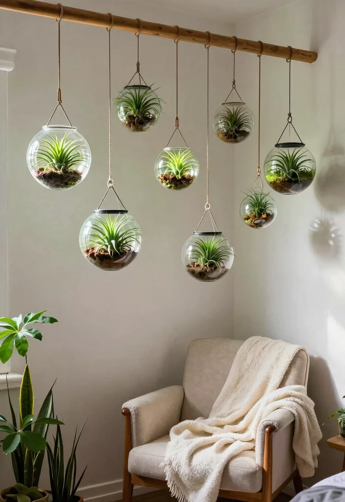 16 Hanging Leaves Decor Bedroom Ideas: Whimsical Natural Touch - 2. Hanging Plant Terrariums 1