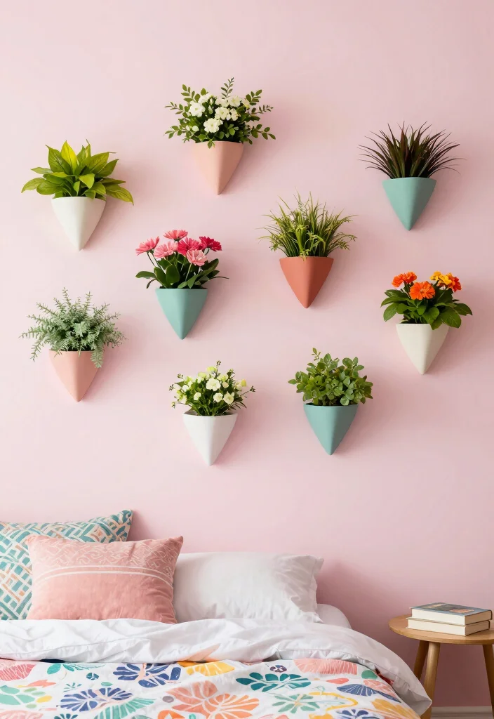 16 Hanging Leaves Decor Bedroom Ideas: Whimsical Natural Touch - 3. Wall-Mounted Planters 1