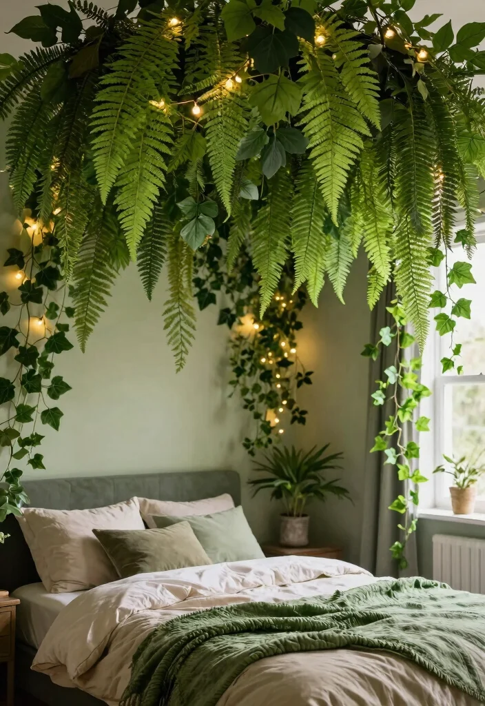 16 Hanging Leaves Decor Bedroom Ideas: Whimsical Natural Touch - 4. Canopy of Leaves 1