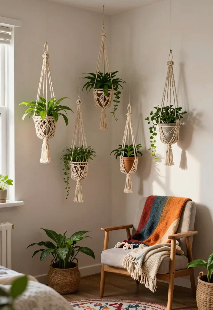 16 Hanging Leaves Decor Bedroom Ideas: Whimsical Natural Touch - 5. Macramé Plant Hangers 1
