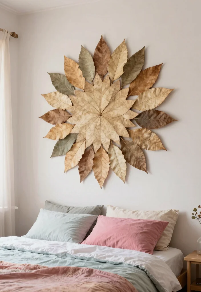 16 Hanging Leaves Decor Bedroom Ideas: Whimsical Natural Touch - 8. Dried Leaf Wall Hanging 1