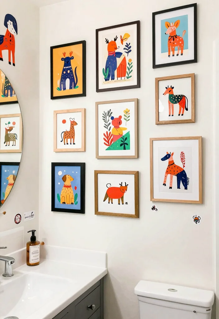 16 Kids Bathroom Ideas For Shared Boy And Girl Rooms - 12. Whimsical Wall Art 1