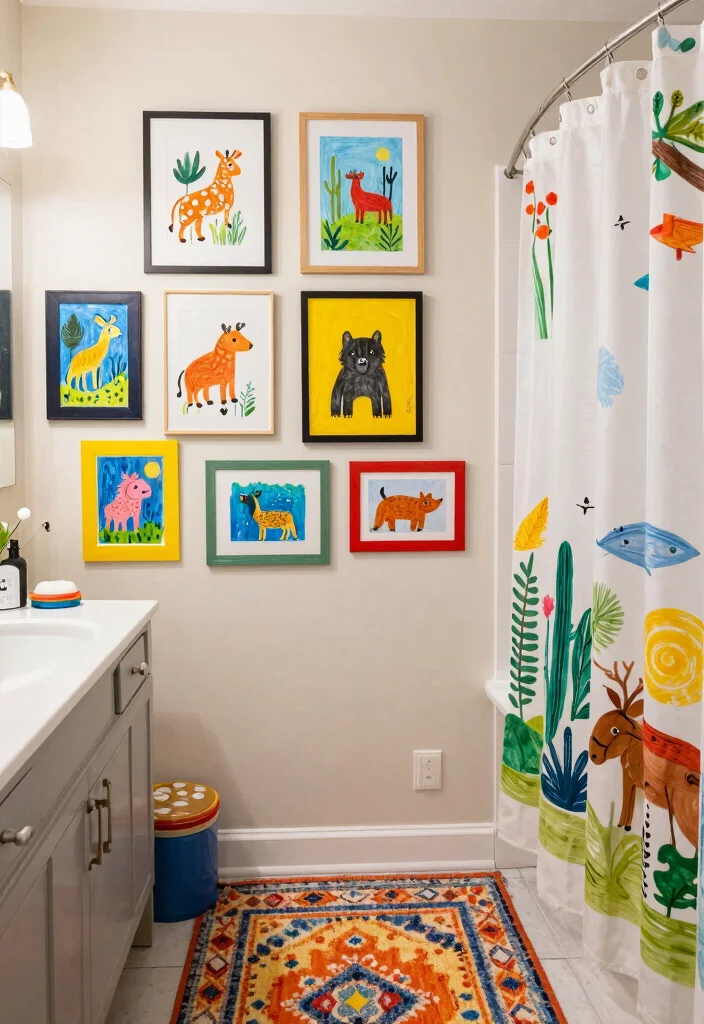 16 Kids Bathroom Ideas For Shared Boy And Girl Rooms - 7. Artistic Touches 1