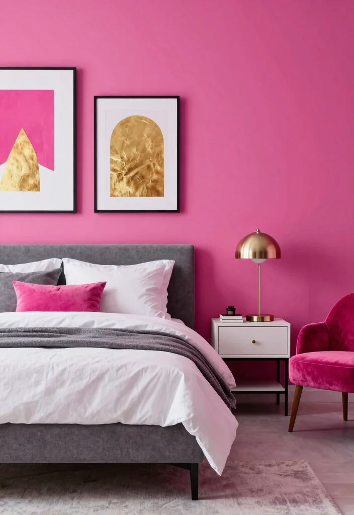 16 Pink Accent Wall Bedroom Ideas: Soft Bold Charm - 2. Fuchsia Flair 1