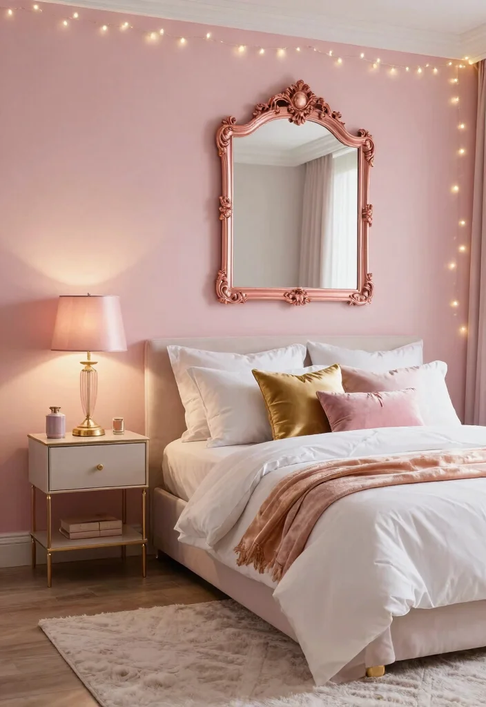 16 Pink Accent Wall Bedroom Ideas: Soft Bold Charm - 3. Rose Gold Dreams 1
