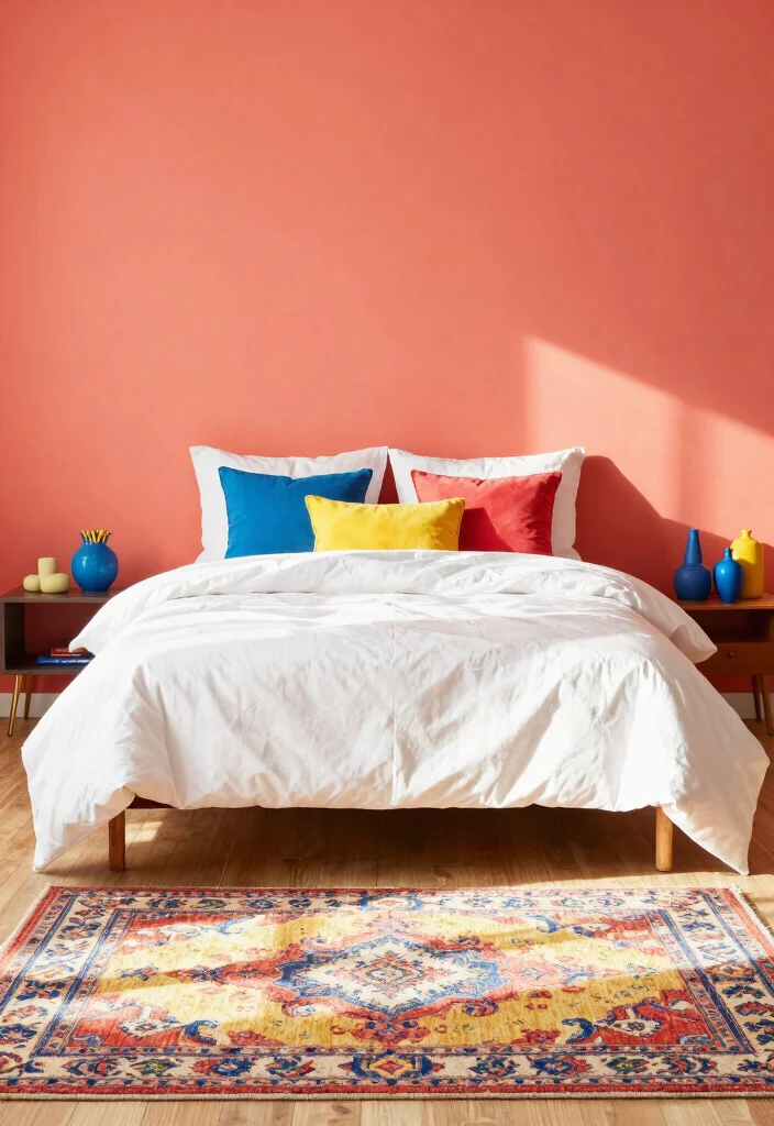 16 Pink Accent Wall Bedroom Ideas: Soft Bold Charm - 5. Coral Paradise 1