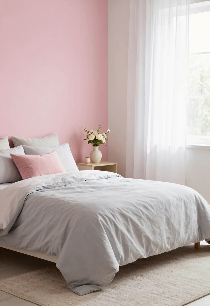 16 Pink Accent Wall Bedroom Ideas: Soft Bold Charm - 6. Pastel Paradise 1