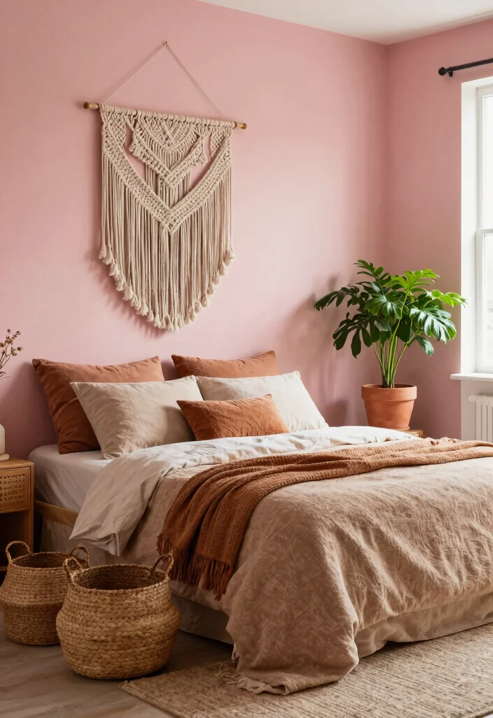 16 Pink Accent Wall Bedroom Ideas: Soft Bold Charm - 8. Earthy Terracotta 1