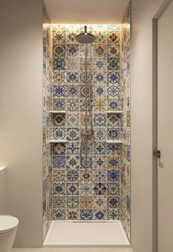 16 Portuguese Tile Bathroom Ideas With Artistic Style - 10. Luxurious Shower Nooks 1