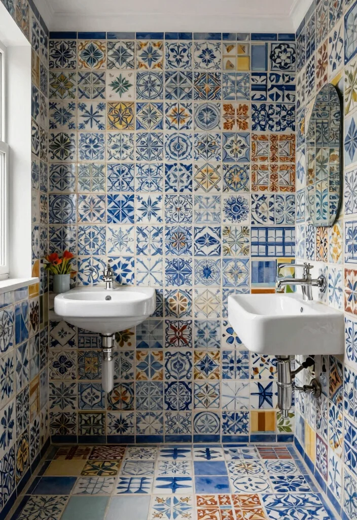 16 Portuguese Tile Bathroom Ideas With Artistic Style - 16. Create Your Unique Tile Vision 1
