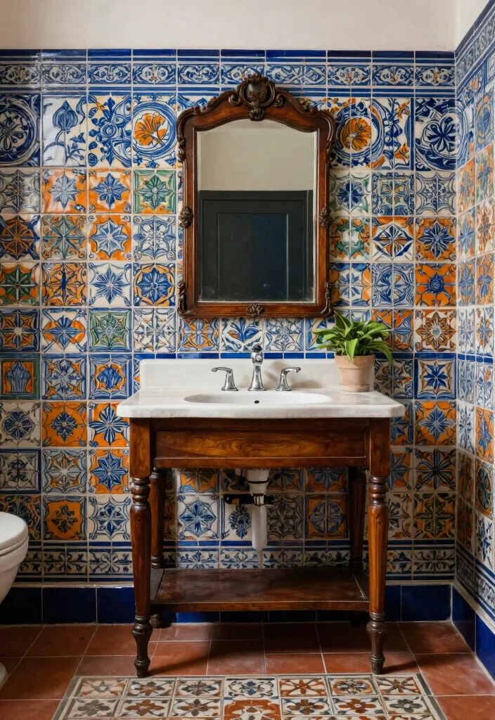 16 Portuguese Tile Bathroom Ideas With Artistic Style - 7. Timeless Heritage Designs 1