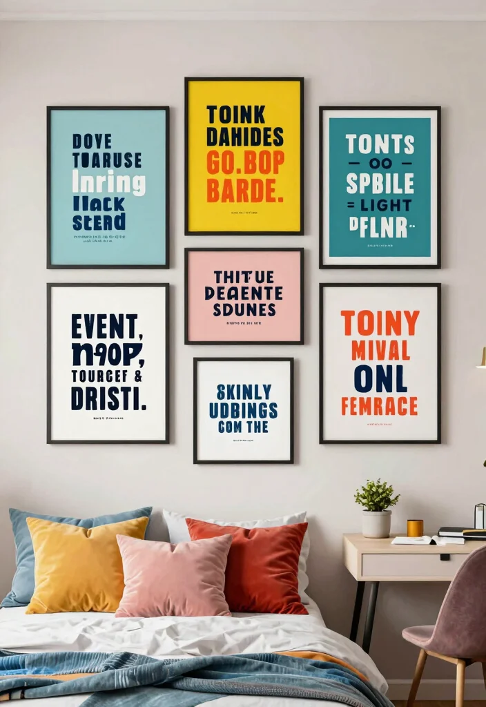 16 Posters for Bedroom Wall Ideas Trendy Expressive Decor - 1. Bold Typography Statements 1