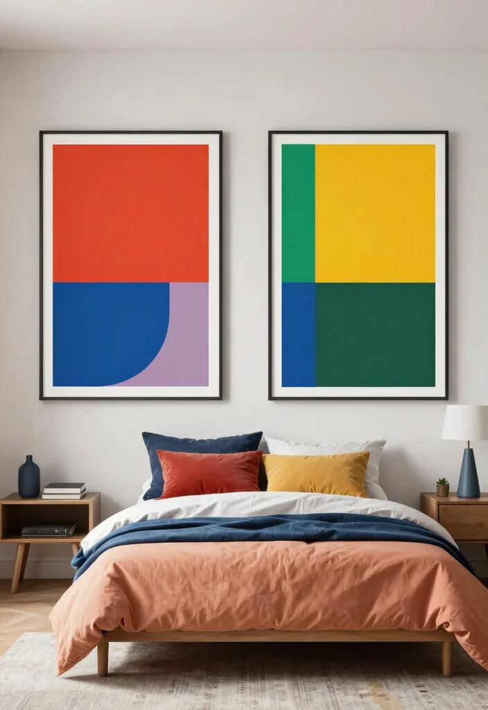 16 Posters for Bedroom Wall Ideas Trendy Expressive Decor - 12. Color Block Posters 1