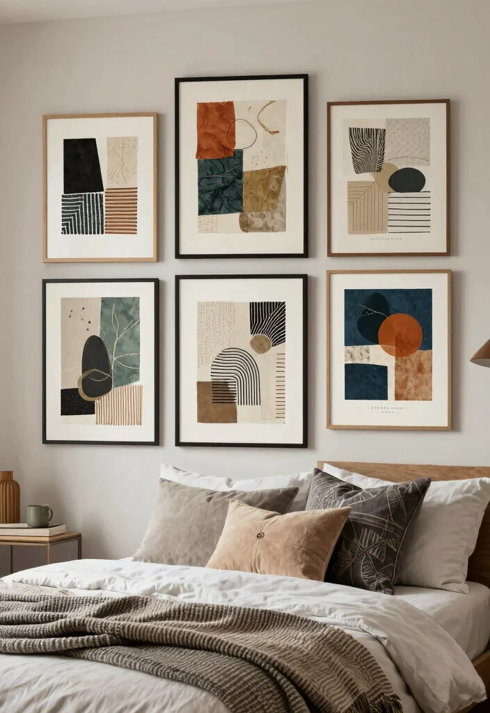 16 Posters for Bedroom Wall Ideas Trendy Expressive Decor - 15. Mixed Media Art 1