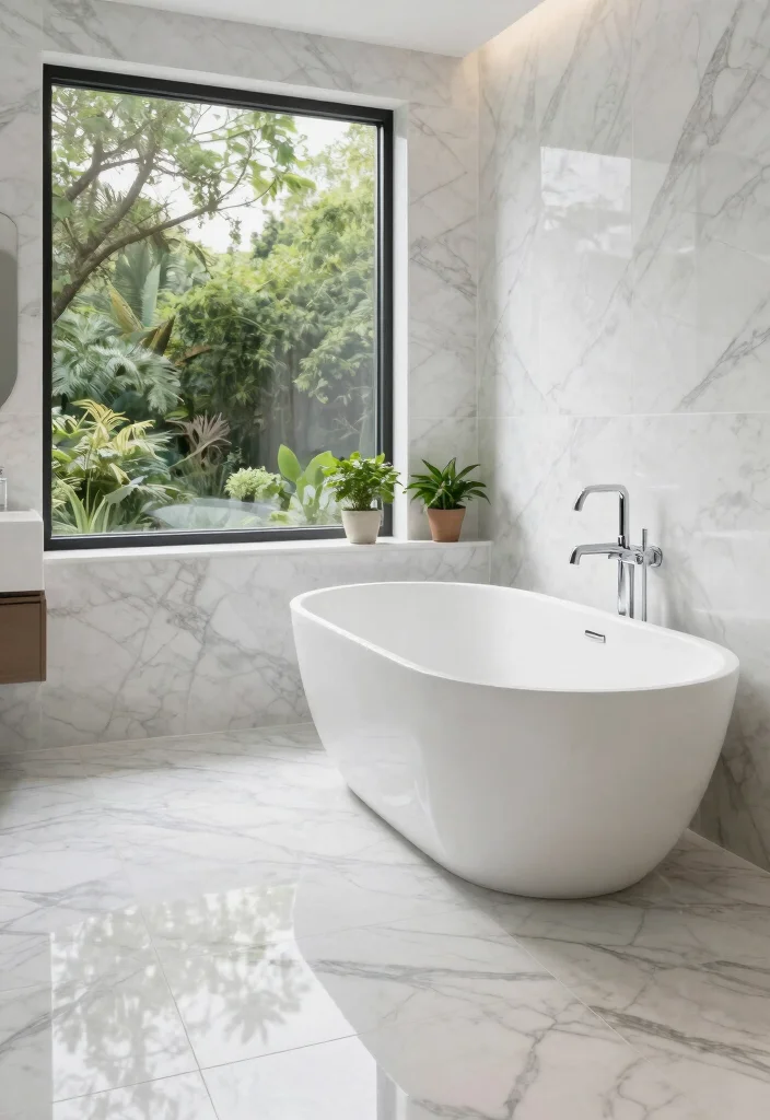 16 Stone Tile Bathroom Ideas With Natural Texture - 1. Mesmerizing Marble 1