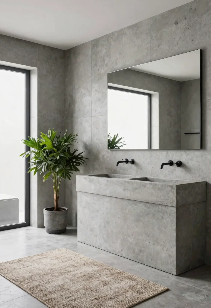 16 Stone Tile Bathroom Ideas With Natural Texture - 4. Modern Concrete 1