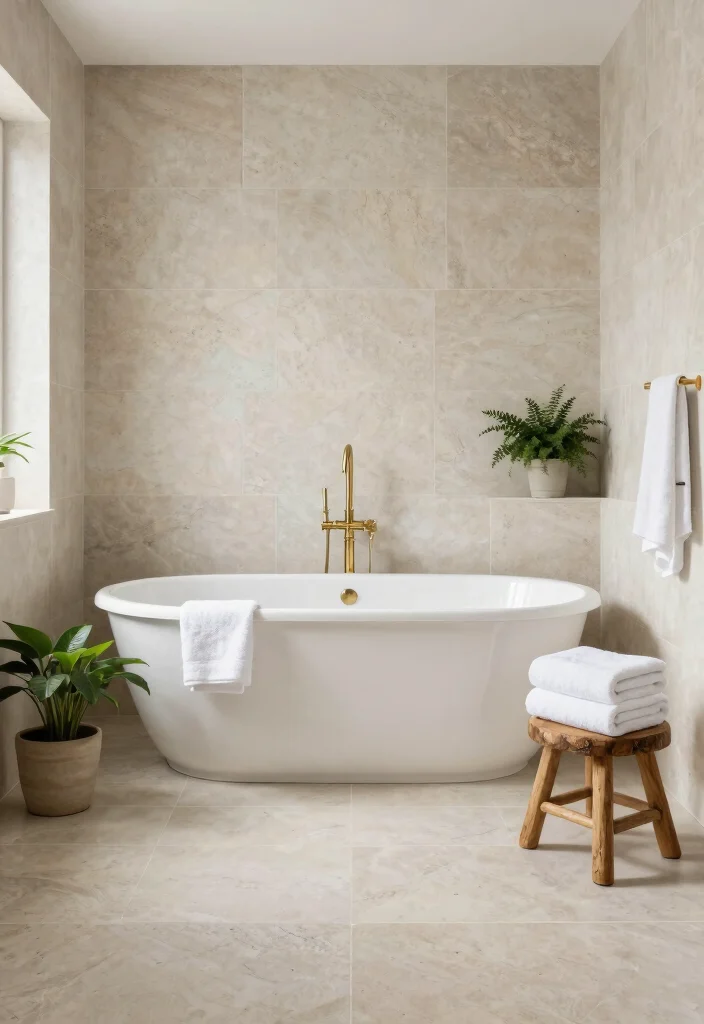 16 Stone Tile Bathroom Ideas With Natural Texture - 5. Elegant Limestone 1