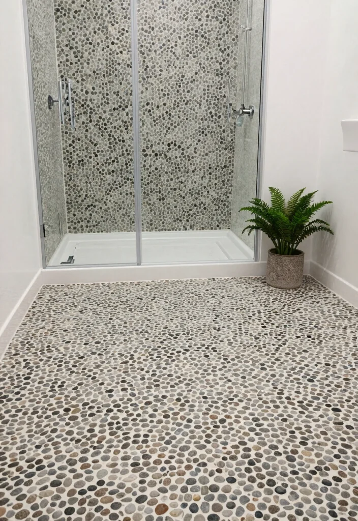 16 Stone Tile Bathroom Ideas With Natural Texture - 6. Chic Pebble Mosaic 1