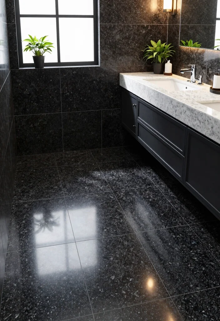 16 Stone Tile Bathroom Ideas With Natural Texture - 9. Timeless Granite 1