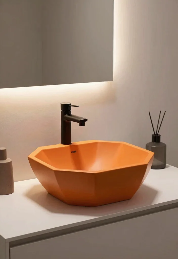 16 Vessel Sink Bathroom Vanity Ideas With Modern Edge - 14. Geometric Vessel Sink Designs 1