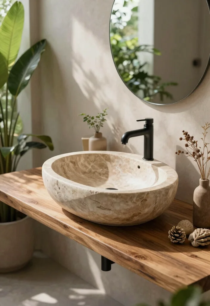 16 Vessel Sink Bathroom Vanity Ideas With Modern Edge - 15. Nature-Inspired Vessel Sinks 1