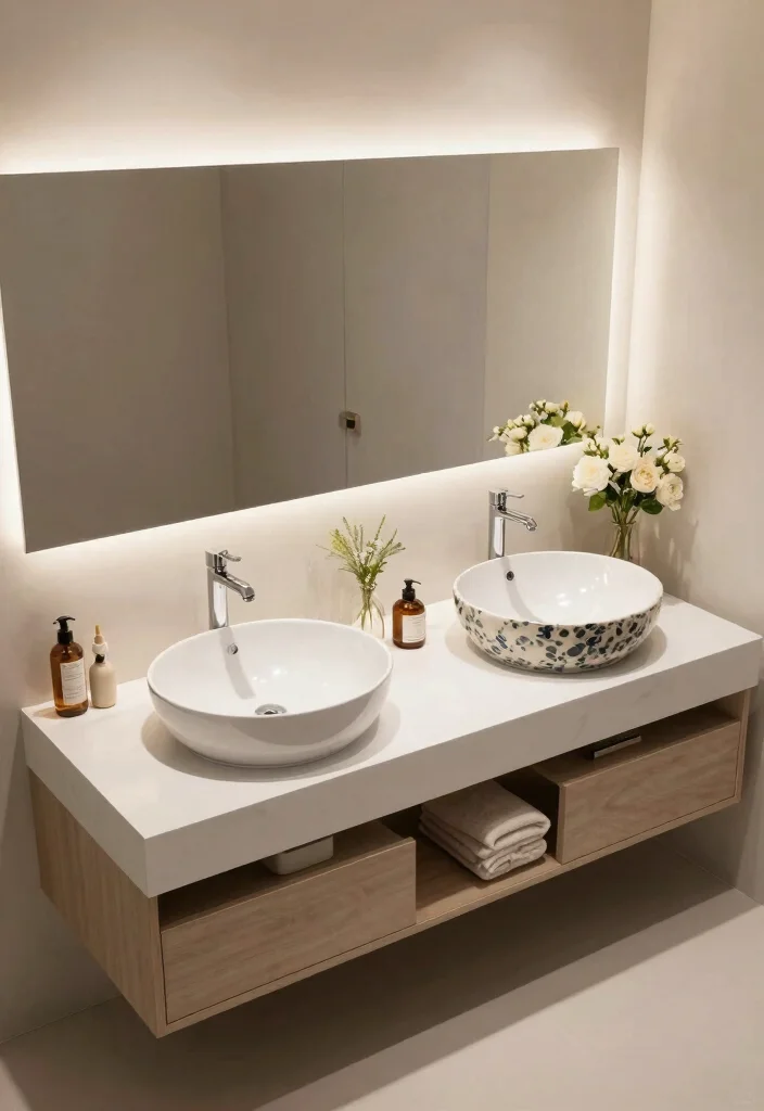 16 Vessel Sink Bathroom Vanity Ideas With Modern Edge - 7. Dual Vessel Sinks for Shared Spaces 1