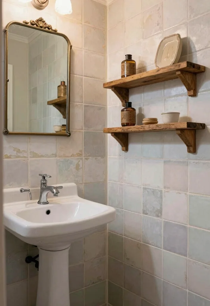 17 Bathroom Tile Paint Before And After Ideas That Transform - 13. Shabby Chic with Distressed Finishes 1