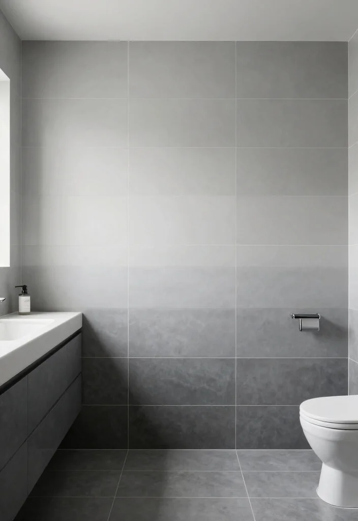 17 Bathroom Tile Paint Before And After Ideas That Transform - 3. Elegant Gray Ombre Effect 1