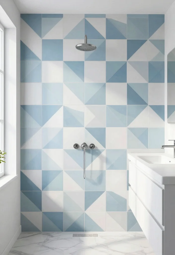 17 Bathroom Tile Paint Before And After Ideas That Transform - 7. Geometric Patterns for a Modern Twist 1