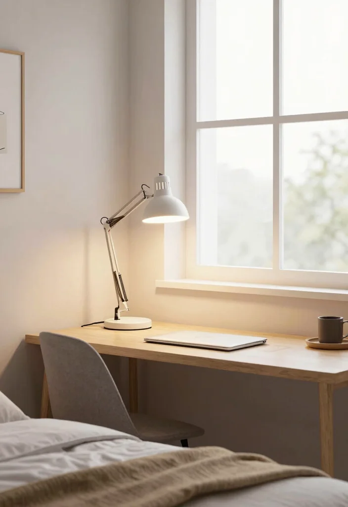17 Bedroom Design With Study Table Ideas: Smart Dual Purpose - 12. Light and Bright Lighting Solutions 1