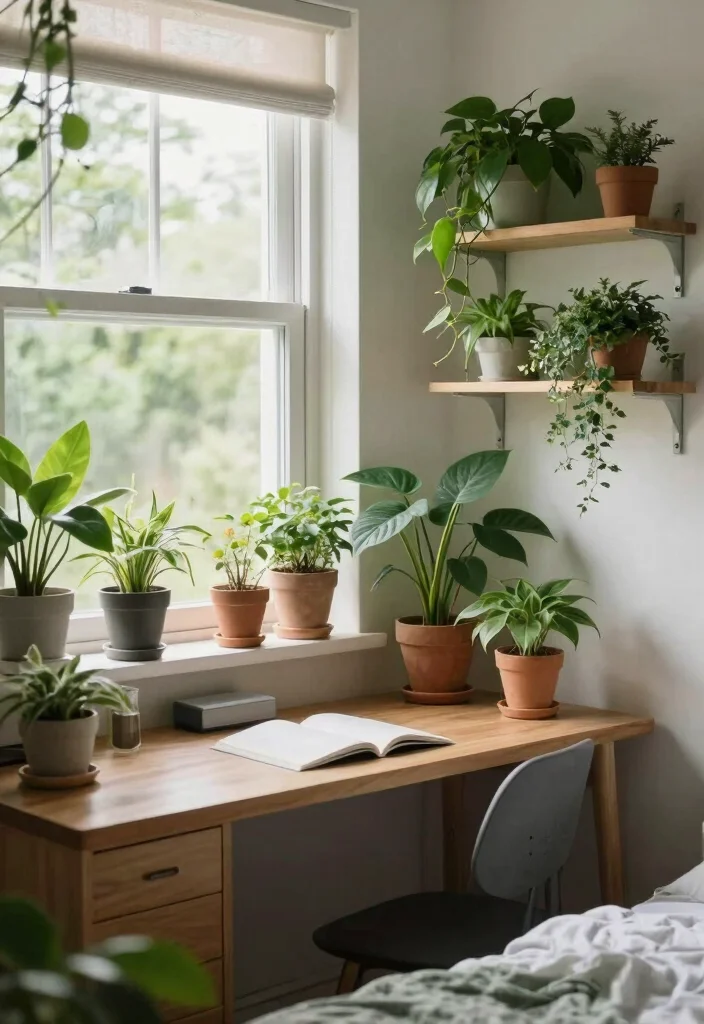 17 Bedroom Design With Study Table Ideas: Smart Dual Purpose - 9. Incorporating Greenery 1