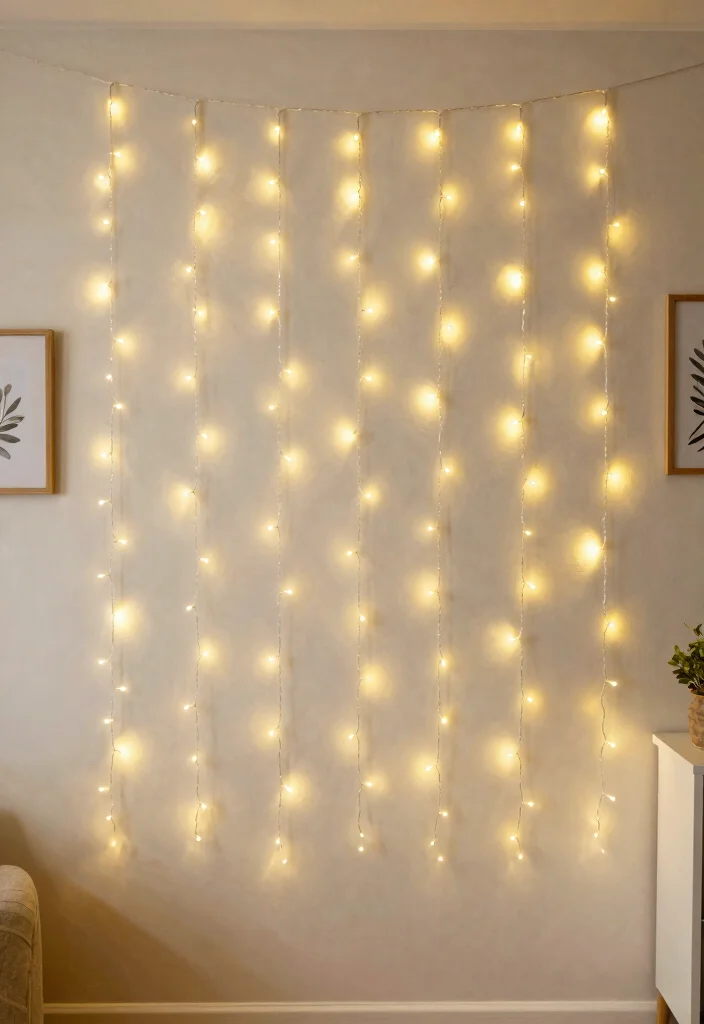 17 Bedroom Fairy Light Ideas for a Cozy Magical Glow - 14. Fairy Light String Wall 1