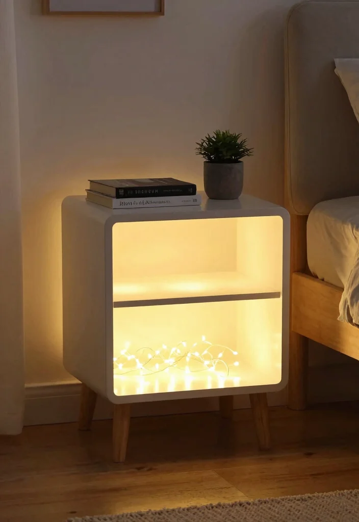 17 Bedroom Fairy Light Ideas for a Cozy Magical Glow - 17. DIY Fairy Light Nightstand 1