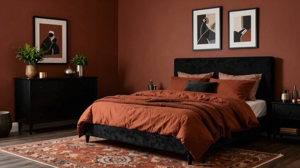 17 Black and Rust Bedroom Ideas: Bold Warm Contrast