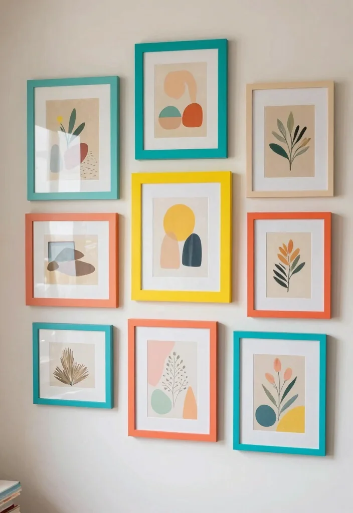17 Bohemian-Inspired Gallery Wall Ideas for Your Bedroom - 11. Colorful Gallery Frames 1