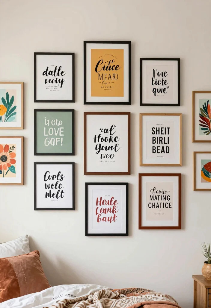 17 Bohemian-Inspired Gallery Wall Ideas for Your Bedroom - 12. Inspirational Quotes 1