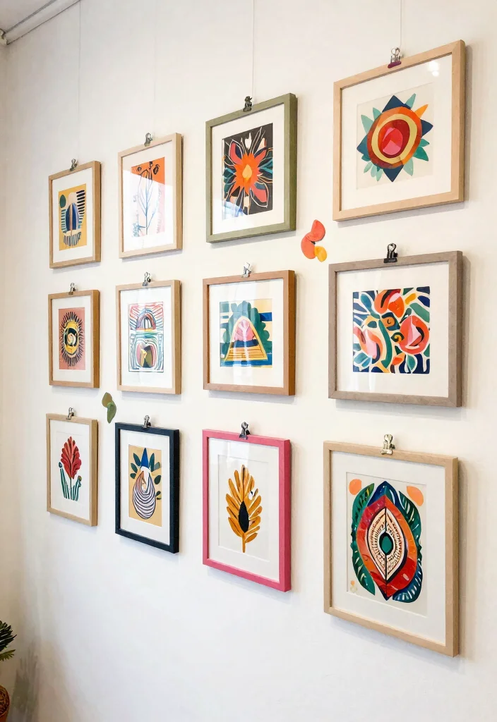 17 Bohemian-Inspired Gallery Wall Ideas for Your Bedroom - 17. Frame-less Art 1