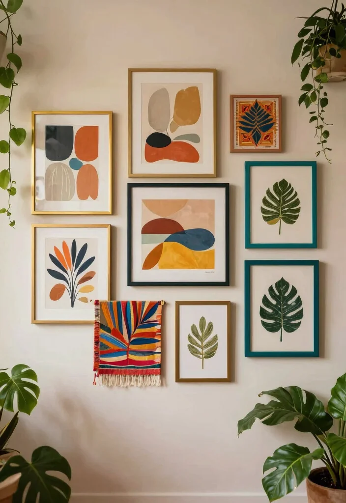 17 Bohemian-Inspired Gallery Wall Ideas for Your Bedroom - 3. Boho Color Palette 1