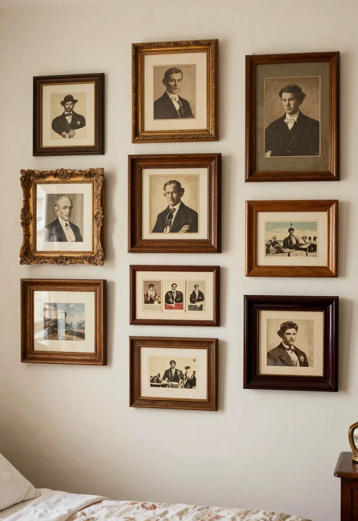 17 Bohemian-Inspired Gallery Wall Ideas for Your Bedroom - 4. Vintage Finds 1