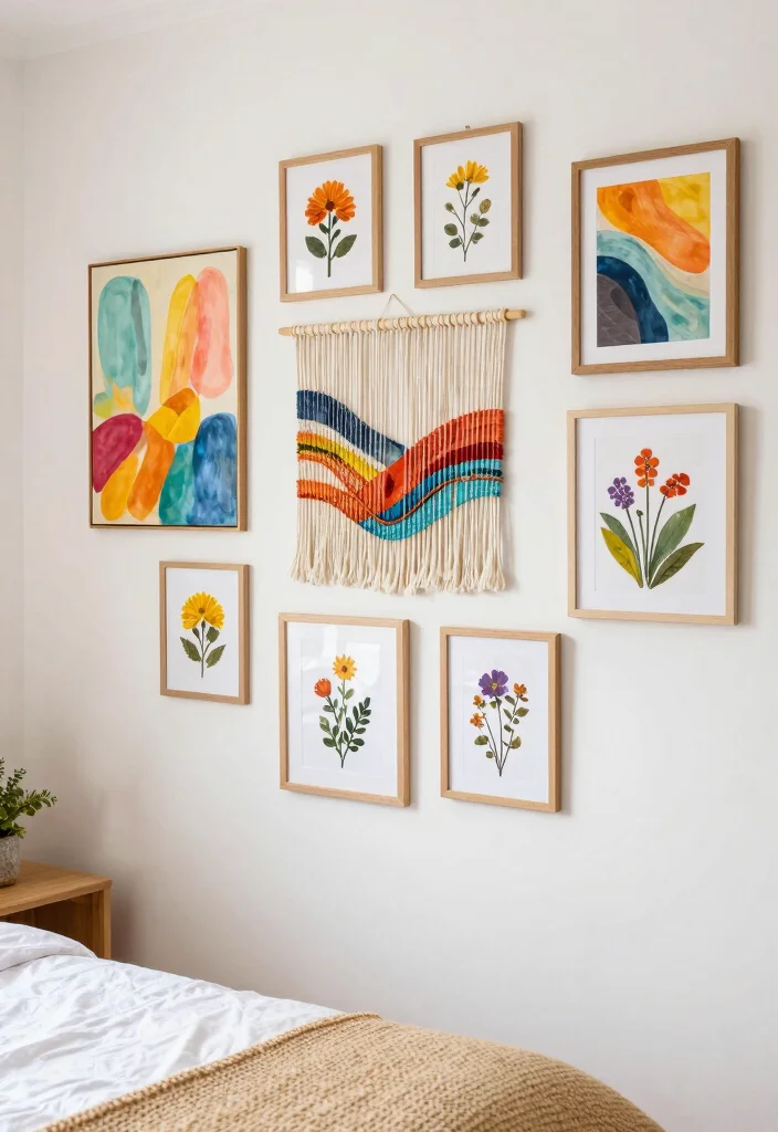 17 Bohemian-Inspired Gallery Wall Ideas for Your Bedroom - 5. DIY Art Projects 1