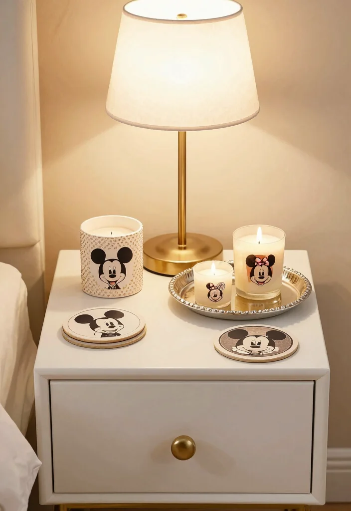 17 Disney Bedroom Ideas for Adults Nostalgic Chic Style - 11. Playful Table Decor 1