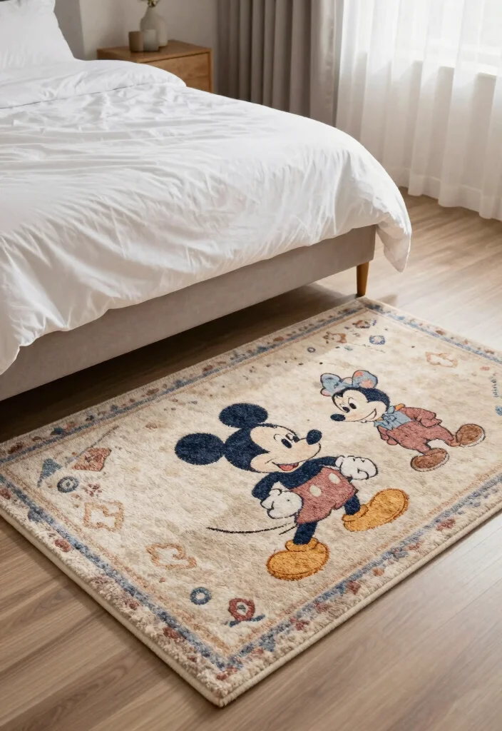 17 Disney Bedroom Ideas for Adults Nostalgic Chic Style - 13. Chic Disney-themed Rugs 1