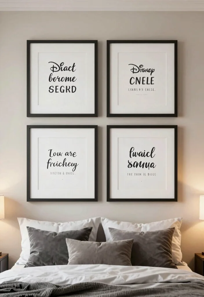17 Disney Bedroom Ideas for Adults Nostalgic Chic Style - 14. Disney Quote Wall Art 1
